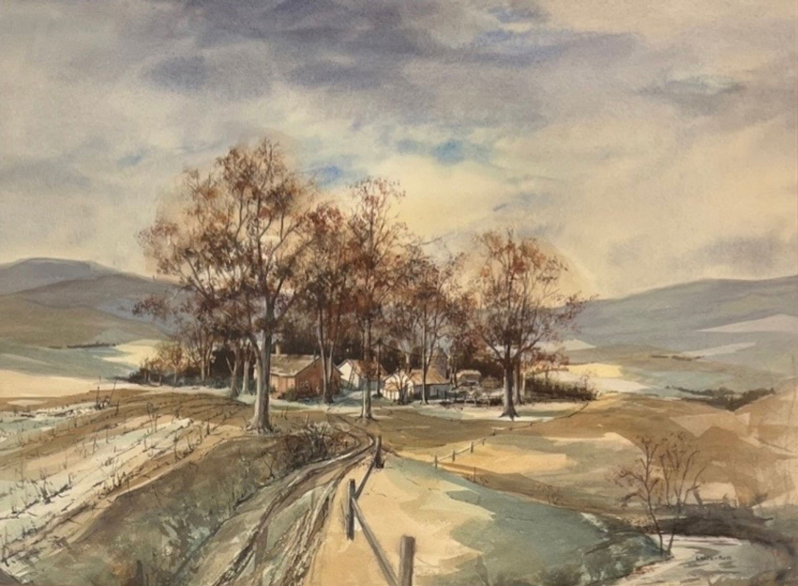 Harry Leith-Ross (1886 - 1973) American: Harry Leith-Ross (1886 - 1973) Watercolor on Paper, Signed Lower Right, Measures (19 x 25.5 inches) w/frame (27 x 33.5 inches) Landscape painter Harry Leith-Ross was born in Mauritius in 1886, a Briti