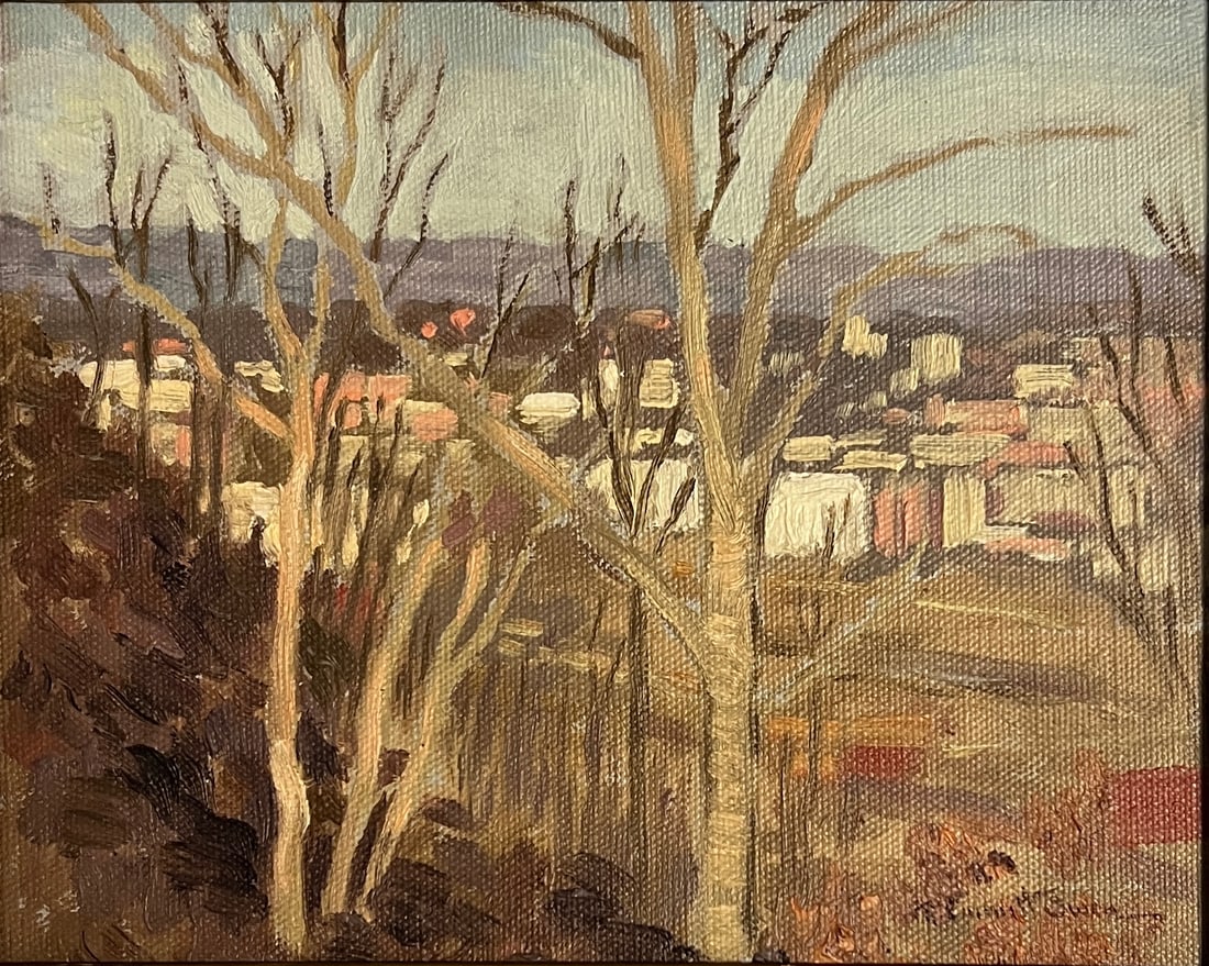 Robert Emmett Owen (1878 - 1957) American: Robert Emmett Owen (1878 - 1957) Oil on Board, Signed Lower Right, Measures (8 x 10 inches) w/frames (14 x 16 inches) Robert Emmett Owen was a successful artist best known for his Impressionist views