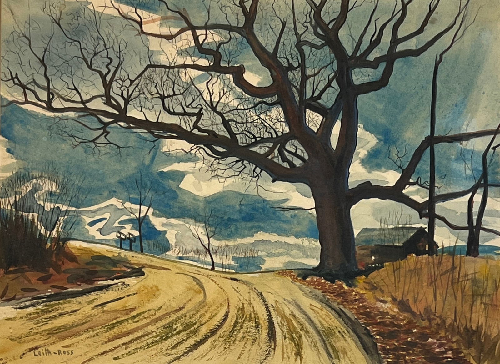 Harry Leith-Ross (1886 - 1973): Harry Leith-Ross (1886 - 1973) Watercolor on Paper, Signed Lower Right, Measures (11.5 x 15 inches) w/frame (17 x 21 inches) Landscape painter Harry Leith-Ross was born in Mauritius in 1886, a British