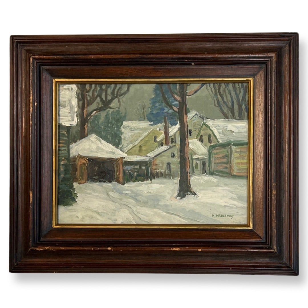 Henrietta Mabel May (1877/84 - 1971) Canadian: Henrietta Mabel May (1877/84 - 1971) oil on canvas board, signed lower right, measures 9 x 12 and 14.5 x 17.5 inches w/ frame. Artist was a painter and educator. She was born in, and lived most of her