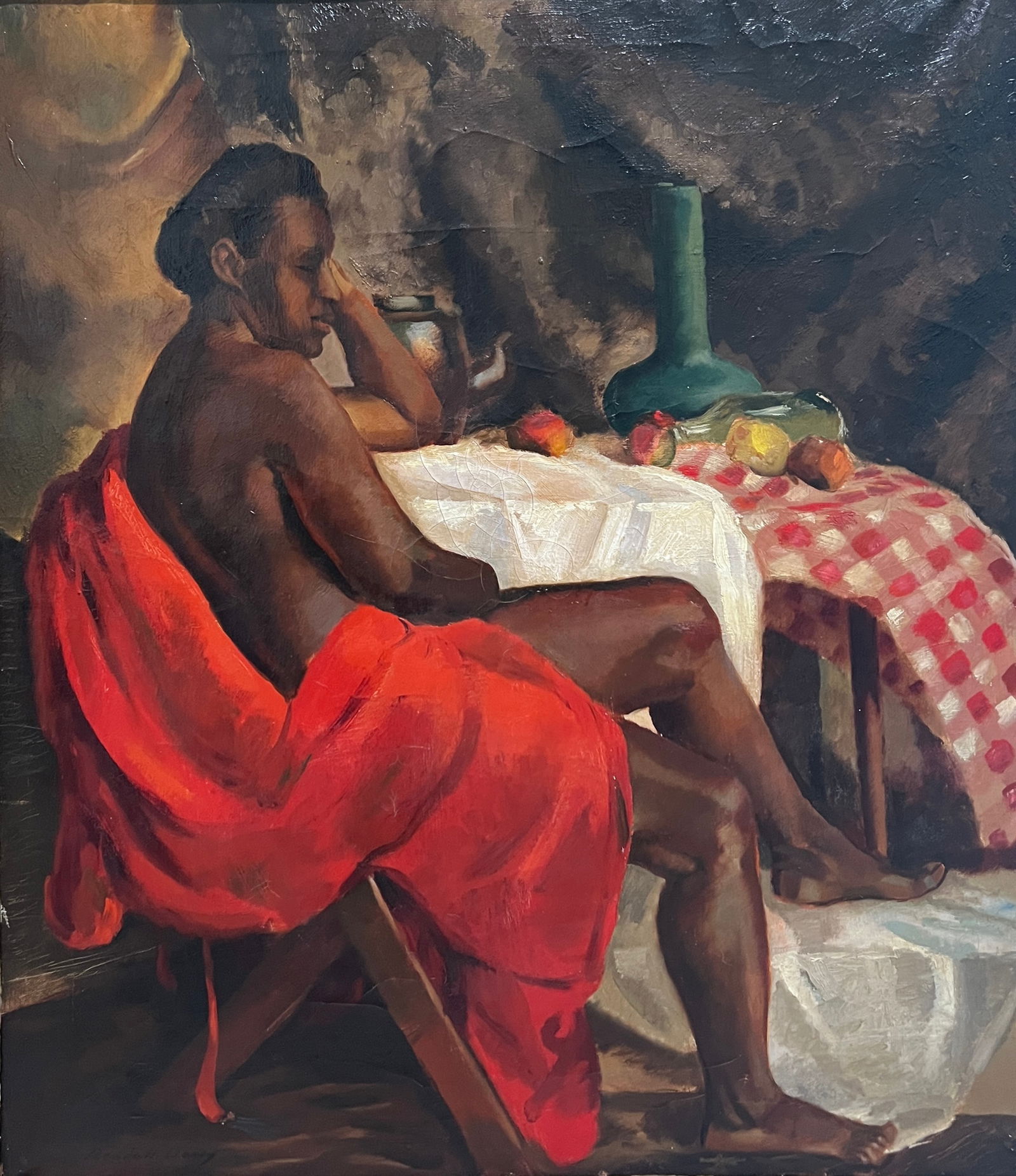 Randall Vernon Davey (1887 - 1964) American: Randall Vernon Davey (1887 - 1964) Oil on canvas ,Signed Lower Left, Measures (27.5 x 24 inches) w/frame (32.5 x 28.5 inches) Born in East Orange, New Jersey, Randall Davey became an influential figur