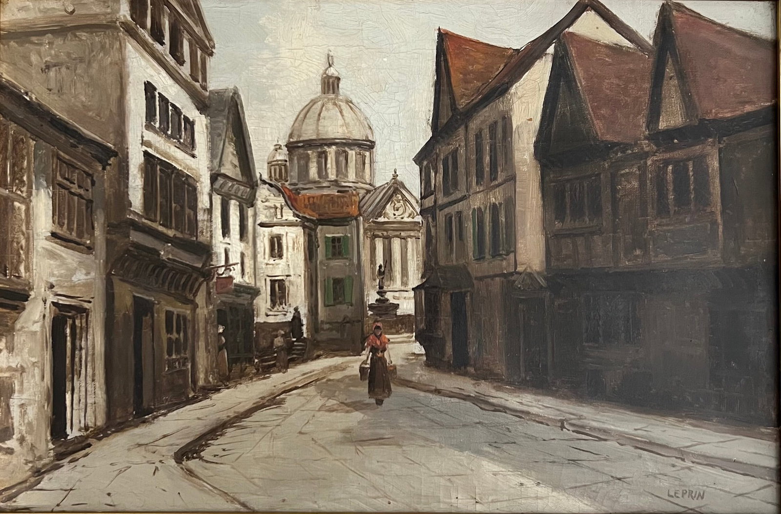 Marcel FranÃ§ois Leprin (1891 - 1933) France: Marcel FranÃ§ois Leprin (1891 - 1933) Oil on cardboard , Signed , measures 11 1/2 " x 18" , w/frame 14 " x 21" "One knows above all a Leprin landscape painter. As he produced a lot on the theme of M