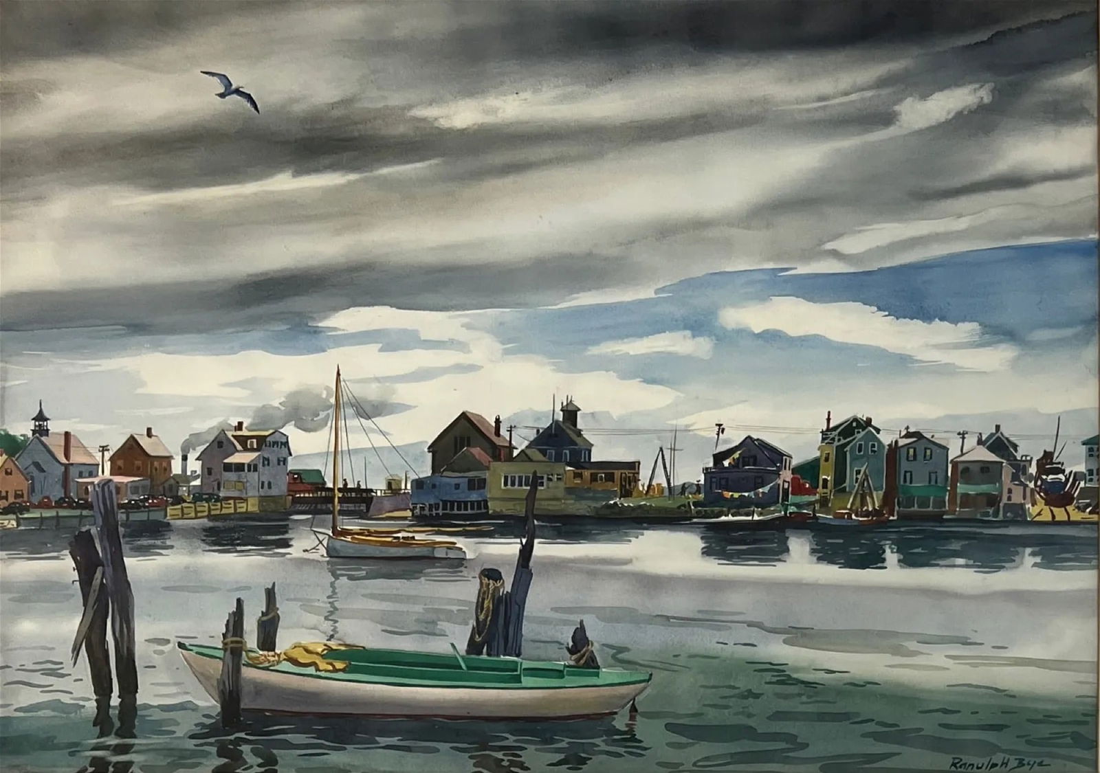 Ranulph (De Bayeux) Bye (1916 - 2003) American: Ranulph (De Bayeux) Bye (1916 - 2003) Watercolor on Paper, Signed Lower Right, Measures (21 x 29 inches) w/frame (25.5 x 34.5 inches) Ranulph Bye was born in 1916 in Princeton, NJ. He attended the Phi