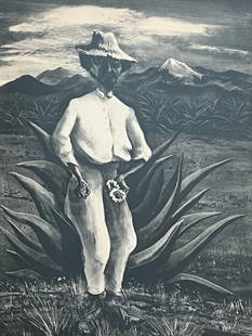 Adolf Arthur Dehn (1895 - 1968) American (Man from Orizaba, 1941): Adolf Arthur Dehn (1895 - 1968) American (Man from Orizaba, 1941) ,Lithograph in black on ivory wove paper ,Signed , measures (17 1/4 x 13 in.) , w/frame 22 7/8 â&euro;&rdquo; 16 1/16 in.