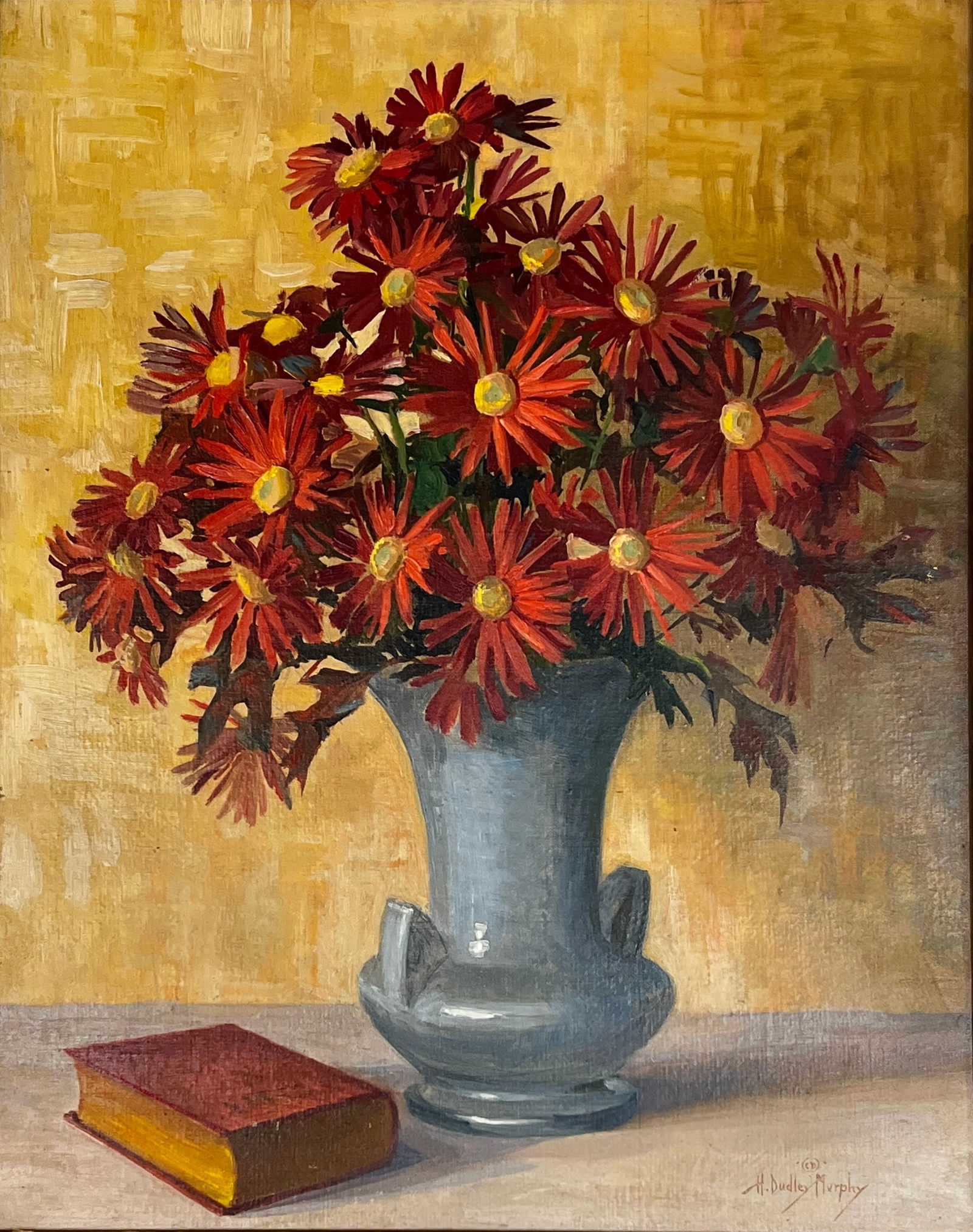 Hermann Dudley Murphy (1867 - 1945) American: Hermann Dudley Murphy (1867 - 1945) " A Vase of Flovers " , Oil on canvas , Signed , measures 20 x 16 inches w/frame 25 x 21