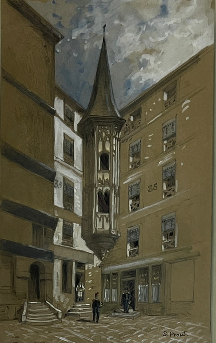 Samuel Gillespie Prout (1822 - 1911) United Kingdom: Samuel Gillespie Prout (1822 - 1911) Watercolor & Gouache on paper, Signed Lower Right, Measures (9.5 x 5.5 inches) w/frame (19 x 15 inches) was active/lived in United Kingdom. Samuel Prout is known f