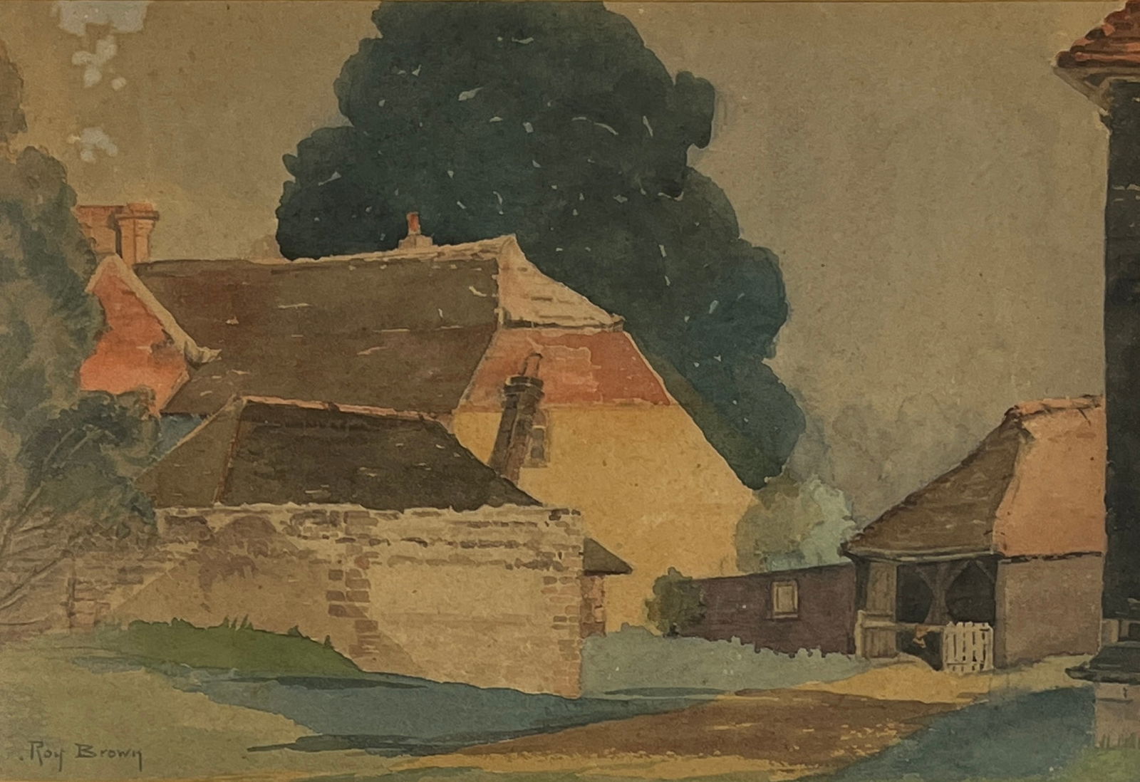 Roy Henry Brown (1879 - 1956) American: Roy Henry Brown (1879 - 1956) Watercolor on Paper, Signed, measures ( 9.5 x 14 inches ) w/frame ( 18.5 x 22.5 inches )A prominent early 20th Century east coast artist, Roy Henry Brown was a landscape