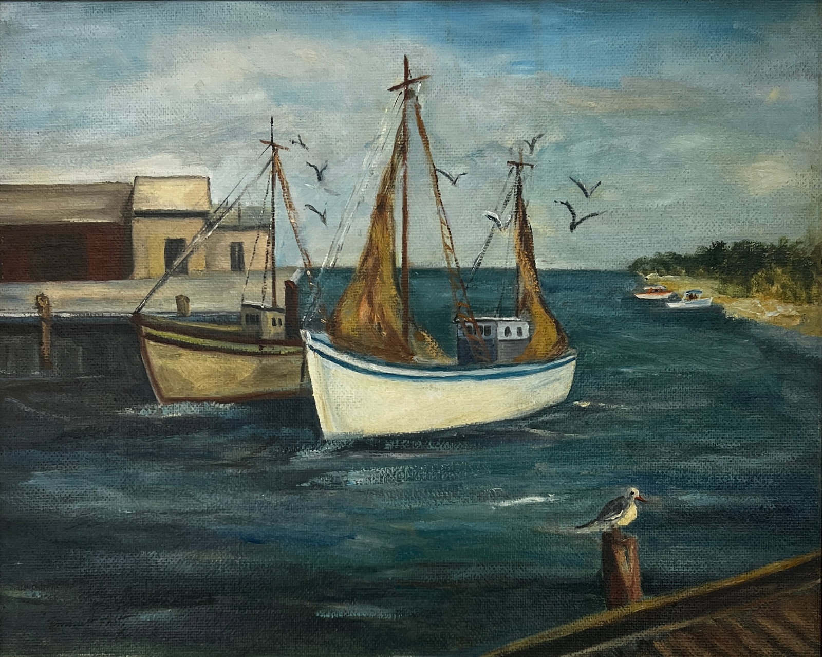 Emmett John Fritz (1917 - 1995) American: Emmett John Fritz (1917 - 1995) Oil on canvasboard, signed lower left, measures (16 x 20 inches) w/frame (20 x 24 inches) The painter and illustrator professionally known as Emmett John Fritz (born Jo