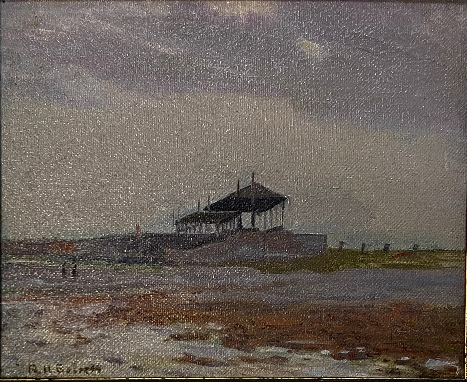 Richard H. Bassett (1900 - 1995) American: Richard H. Bassett (1900 - 1995) Oil on Canvasboard, Signed Lower Left, Measures ( 9 x 11 inches ) w/frame ( 11 x 13 inches ) American impressionist Richard H. Bassett was the founder and head of the 