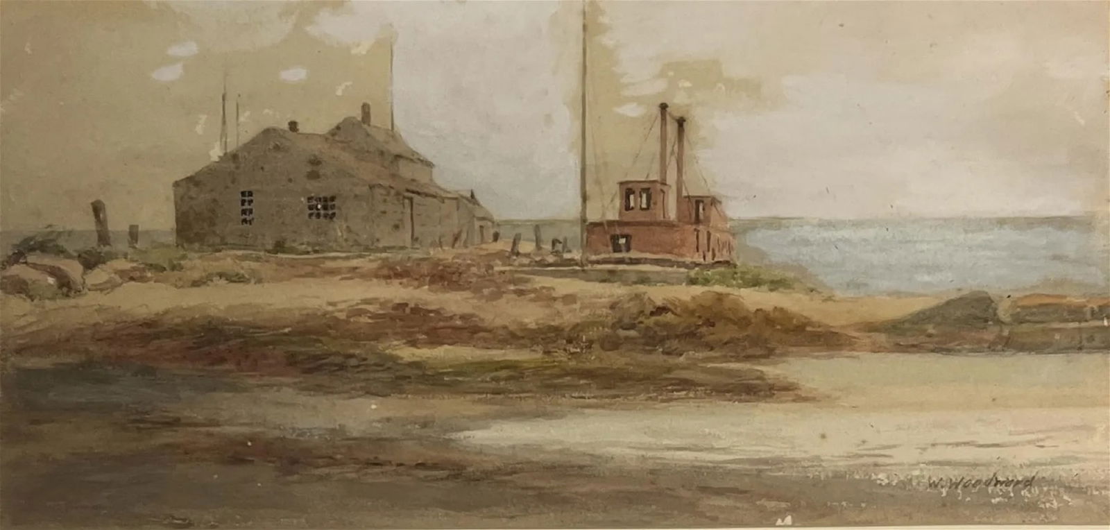 William Woodward (1859 - 1939) American: William Woodward (1859 - 1939) Watercolor on Paper, Signed, Measures (5.5 x 11) and (10 x 15.5) inches w/ frame. A painter, teacher, sketch artist, etcher, and architect, William Woodward is known pri