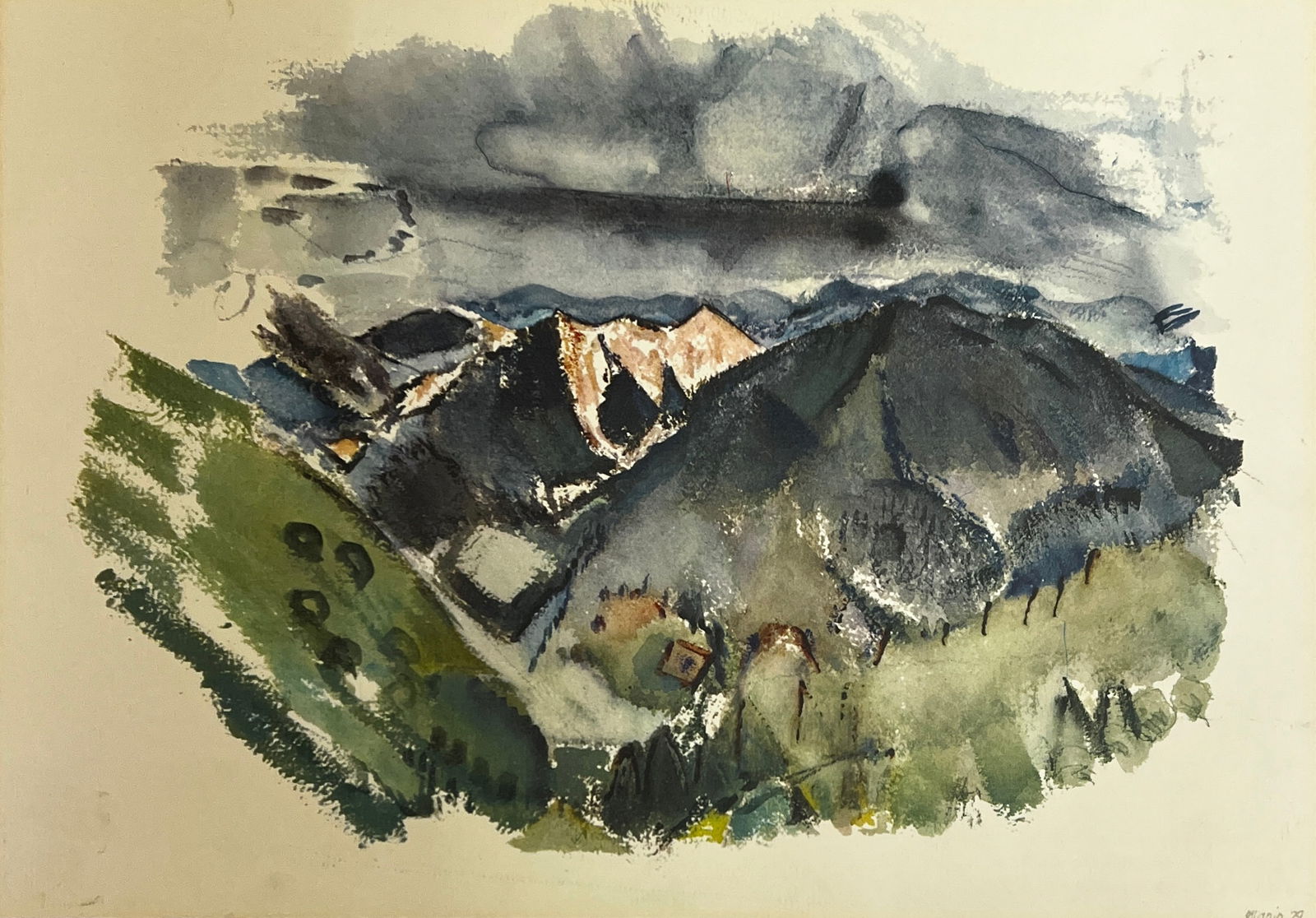 John Marin (1870 - 1953)  "Blue Mountains on the circle drive near Taos" (1 of 3)