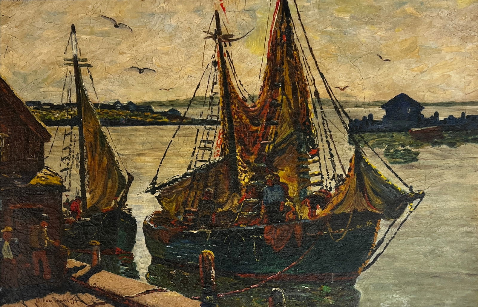 C. Hjalmar "Cappy" Amundsen (1911 - 2001): C. Hjalmar "Cappy" Amundsen (1911 - 2001) Oil on Canvas, Signed Lower Left "William Ward Jr." one of his most famous pseudonyms, Measures ( x inches) w/frame ( x inches) was active/lived in Maine, New