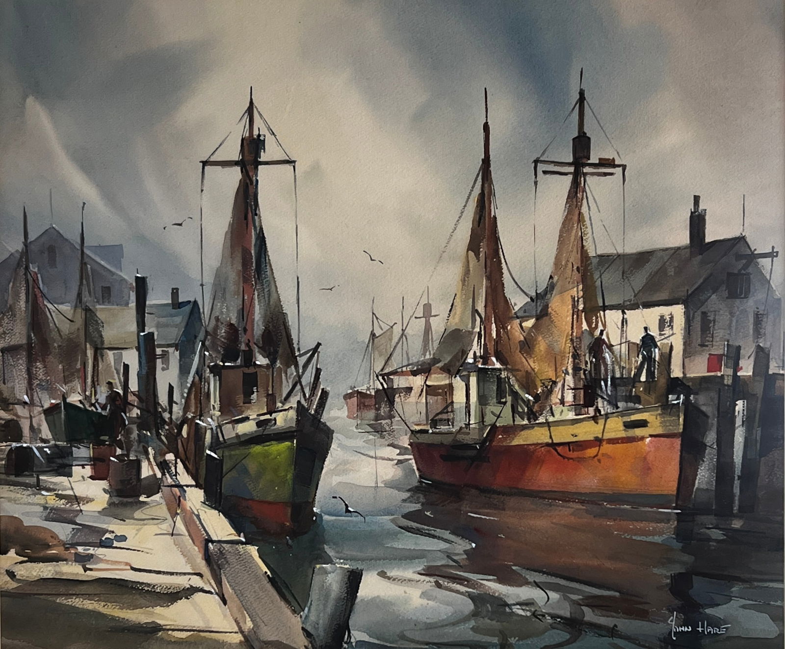 John Cuthbert Hare (1908 - 1978) American: John Cuthbert Hare (1908 - 1978) Watercolor on Paper, Signed lower right "John Hare", piece Measures 21 x 24 and 23 x 26 inches w/ frame. This piece was originally in a New York estate with other piec