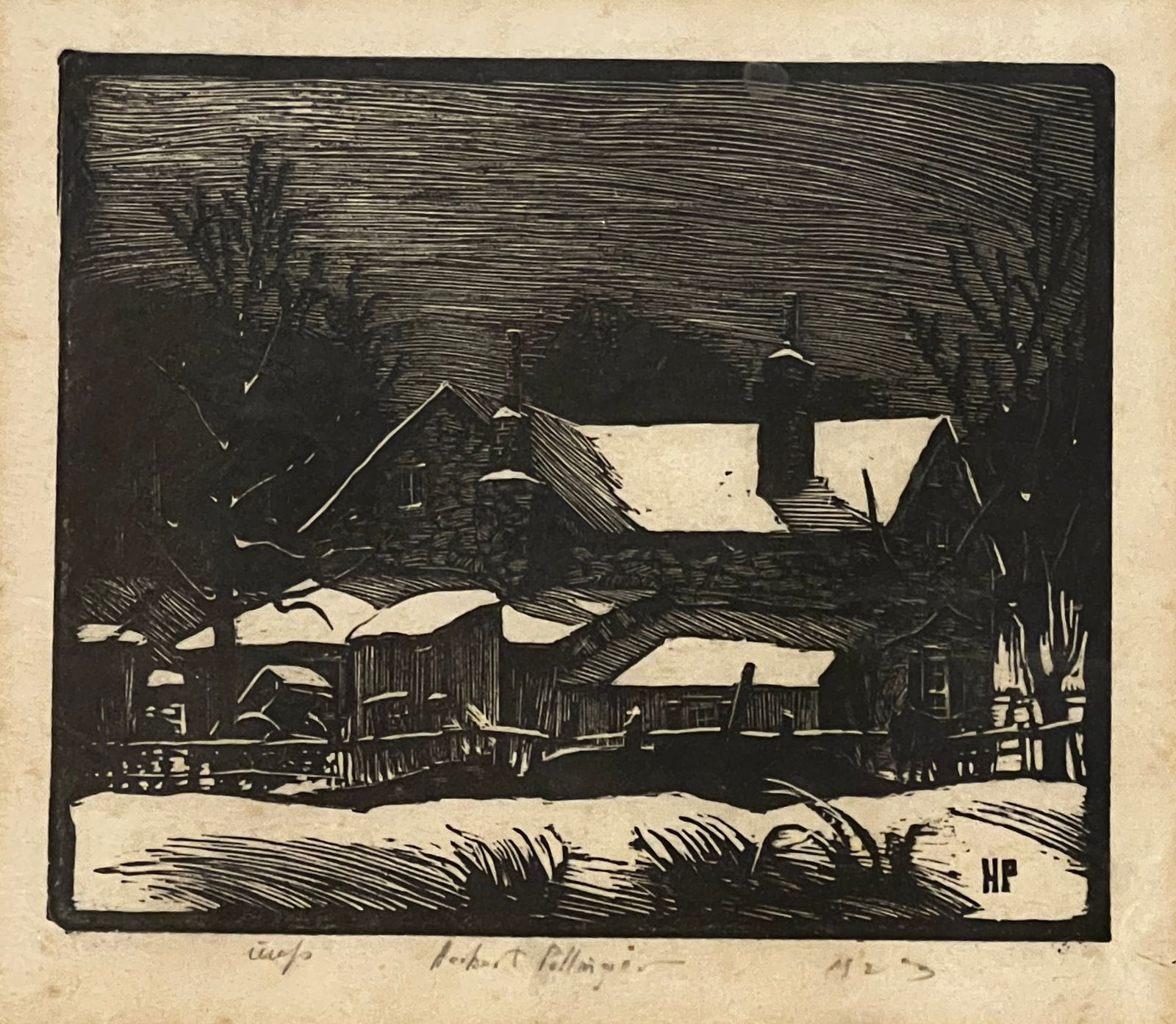 Herbert Pullinger (1878- 1950)  "Winter Night - Wisters Woods" (1 of 3)