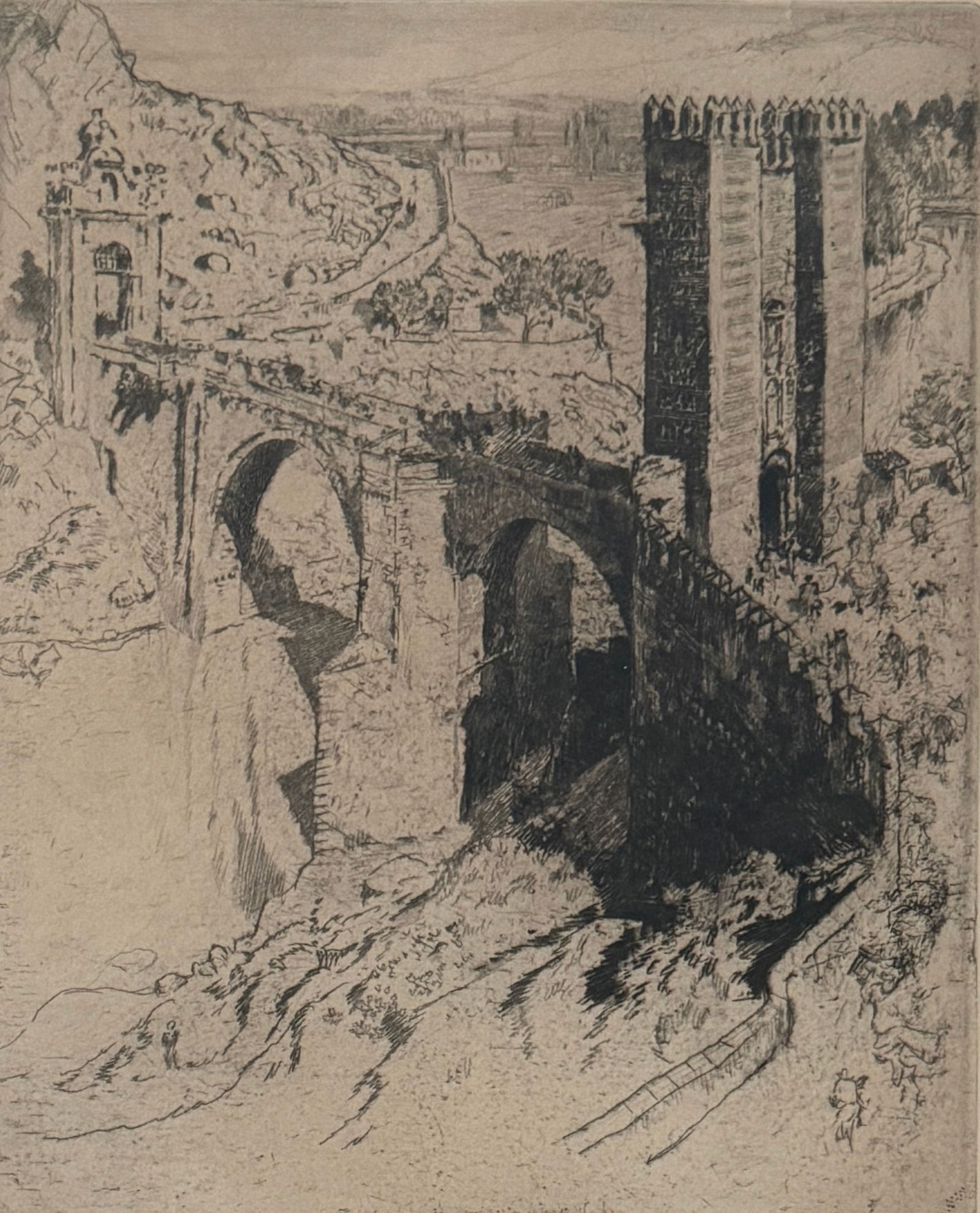 Joseph Pennell (1857-1926) "The Bridge of Alcartara" (1 of 2)