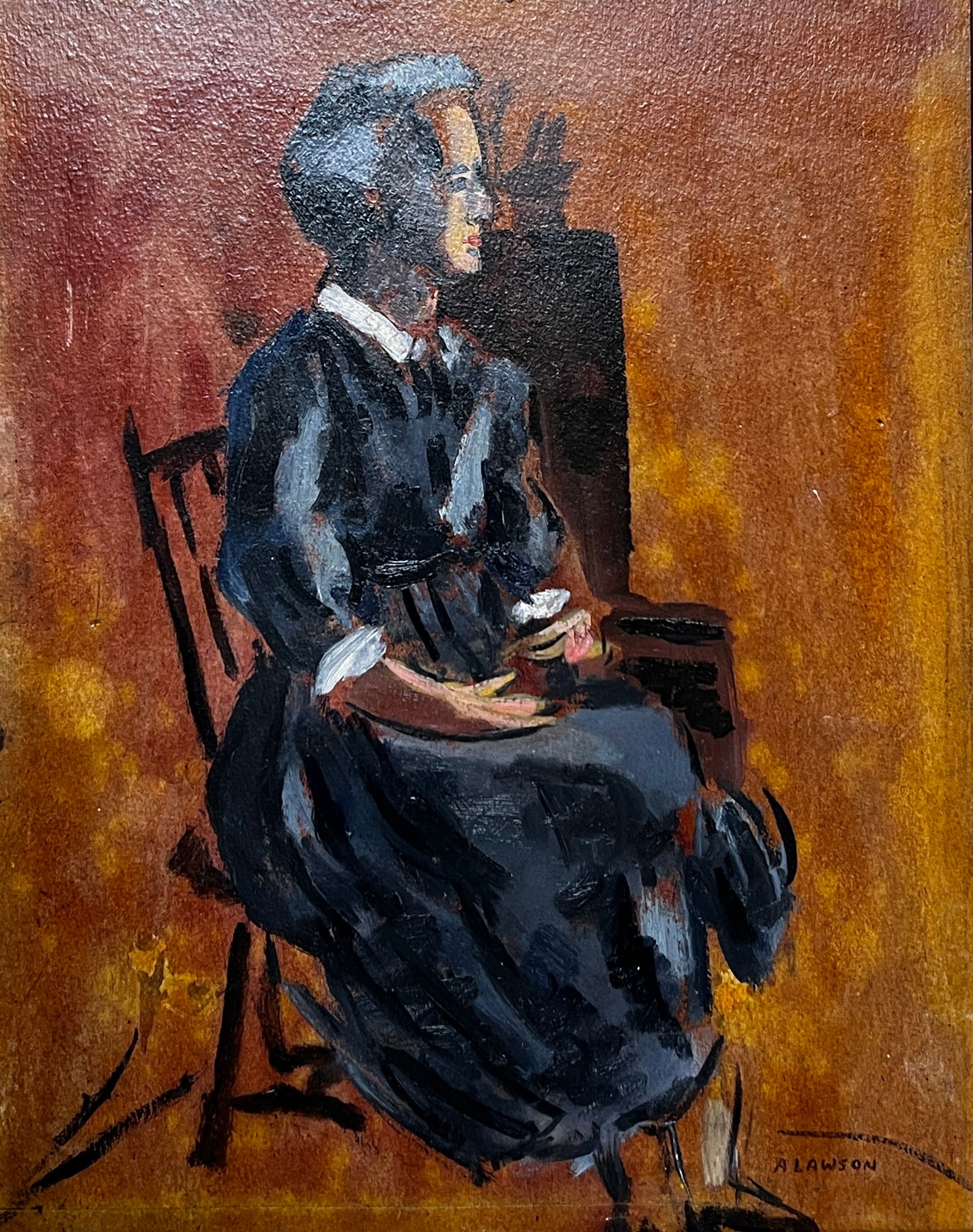 Adelaide Lawson Gaylor (1889 - 1986) American: Adelaide Lawson Gaylor (1889 - 1986) Oil on board, signed lower right "A. Lawson", measures 19.5 x 15 and 22 x 18 inches w/frame. Adelaide Lawson Gaylor was active as an artist in New York during the