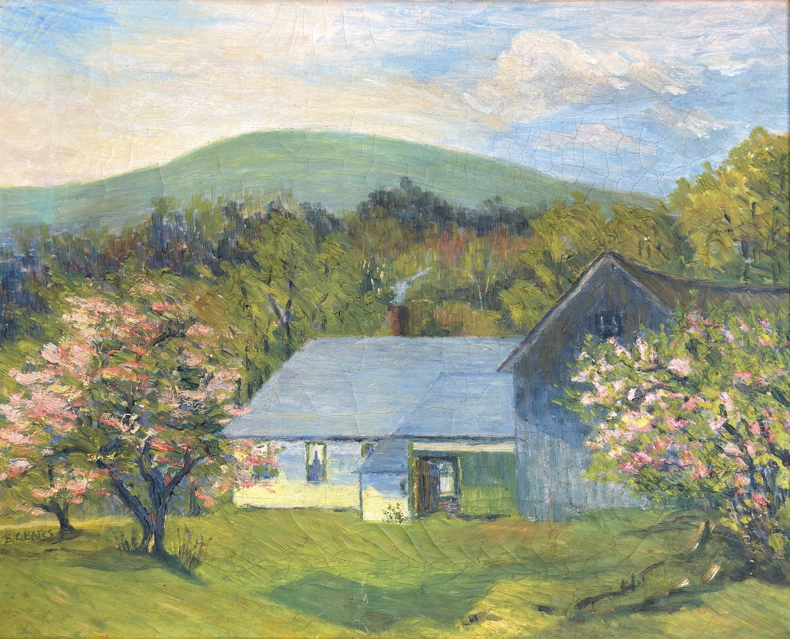 Bertha Corson Day Bates (1875-1968) American: Bertha Corson Day Bates (1875-1968) Oil on canvas, signed mid lower left, piece measures 16 x 20 and 20 x 24 inches with faux tigerwood frame. Born in Philadelphia and grew up in Germantown. She enrol