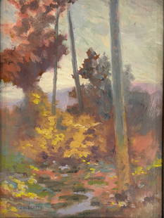 John William Beatty (1869 - 1941) Canada: John William Beatty (1869 - 1941) Oil on wood board, signed lower left "J. W. Beatty", piece measures 14 x 10 and 16 x 12.5 inches w/frame. John William Beatty (AKA: J.W. Beatty) was a painter, printm