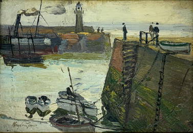 Hayley Lever (1876-1958) Cove with Lighthouse