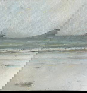 John H. Twachtman (1853 - 1902) American: John Henry Twachtman (1853 - 1902) Pastel on paper depicting coastal scene with distant ship, signed lower right J. H. Twatchman, piece measures 14 x 13.5 and 19 x 18.5 inches w/frame. Private Boston