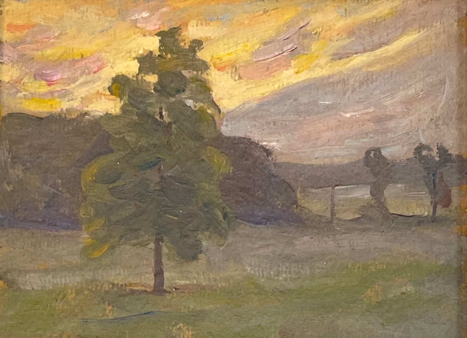 Charles Franklin Chamberlain (1871-1947) American: Charles Franklin Chamberlain (1871-1947) Oil on panel, Estate label stamp on verso, piece measures 5.5 x 7 and 8 x 9.5 inches w/frame. Charles Franklin Chamberlain was born June 12, 1871 in Webster To