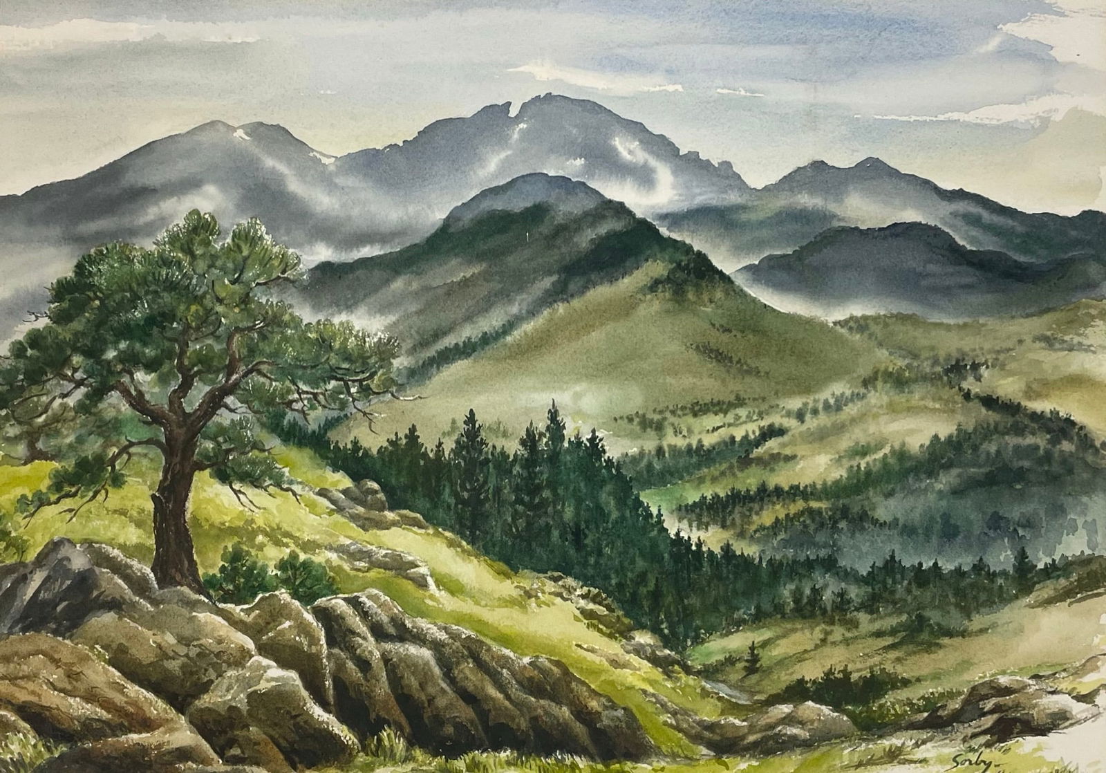J. Richard Sorby (1911-2001)  "Longs Peak from Fish Creek Road" (1 of 4)