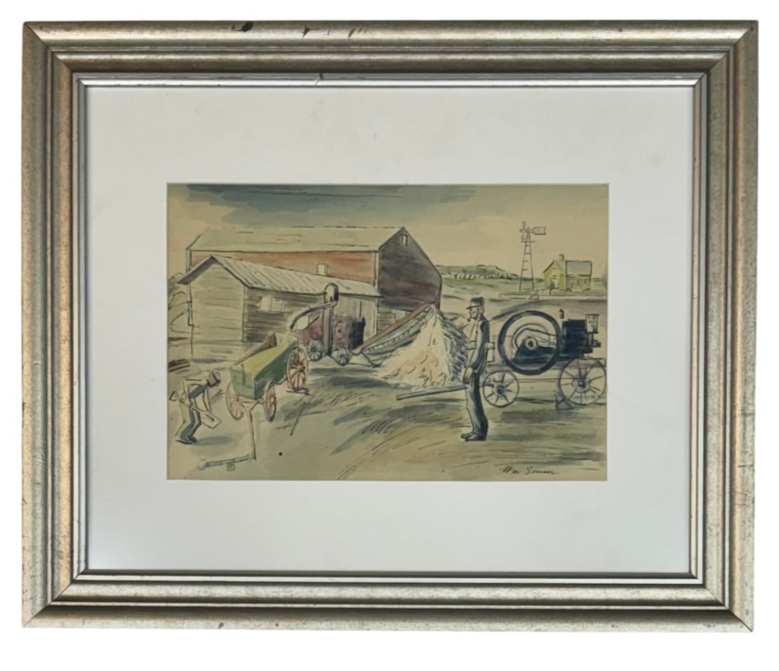William Sommer (1867 - 1949) American: William Sommer (1867 - 1949) Watercolor and ink on paper, signed lower right, measures 10 x 14 inches and 20 x 24 inches w/frame. William Sommer is seen as a key person in bringing European modernism