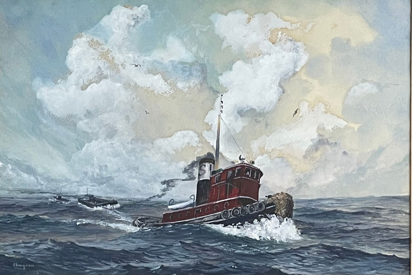 Kinley Shogren (1924 - 1991) Tugboat at Sea (1 of 3)