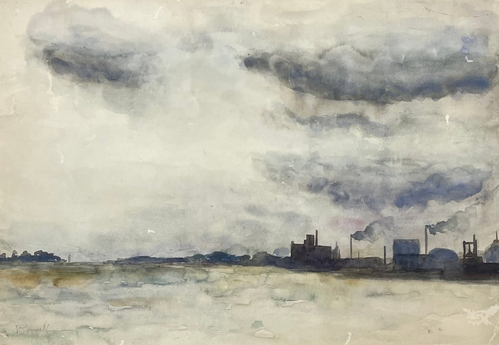 Joseph Pennell (1857 - 1926) American: Joseph Pennell (1857 - 1926) Watercolor on paper, signed lower left "J.Pennell", piece measures 9.5 x 13.5 inches. Joseph Pennell was an American draftsman, etcher, lithographer, and illustrator for b