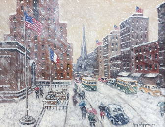 Guy Carleton Wiggins (1883 - 1962) "The Library in Winter"