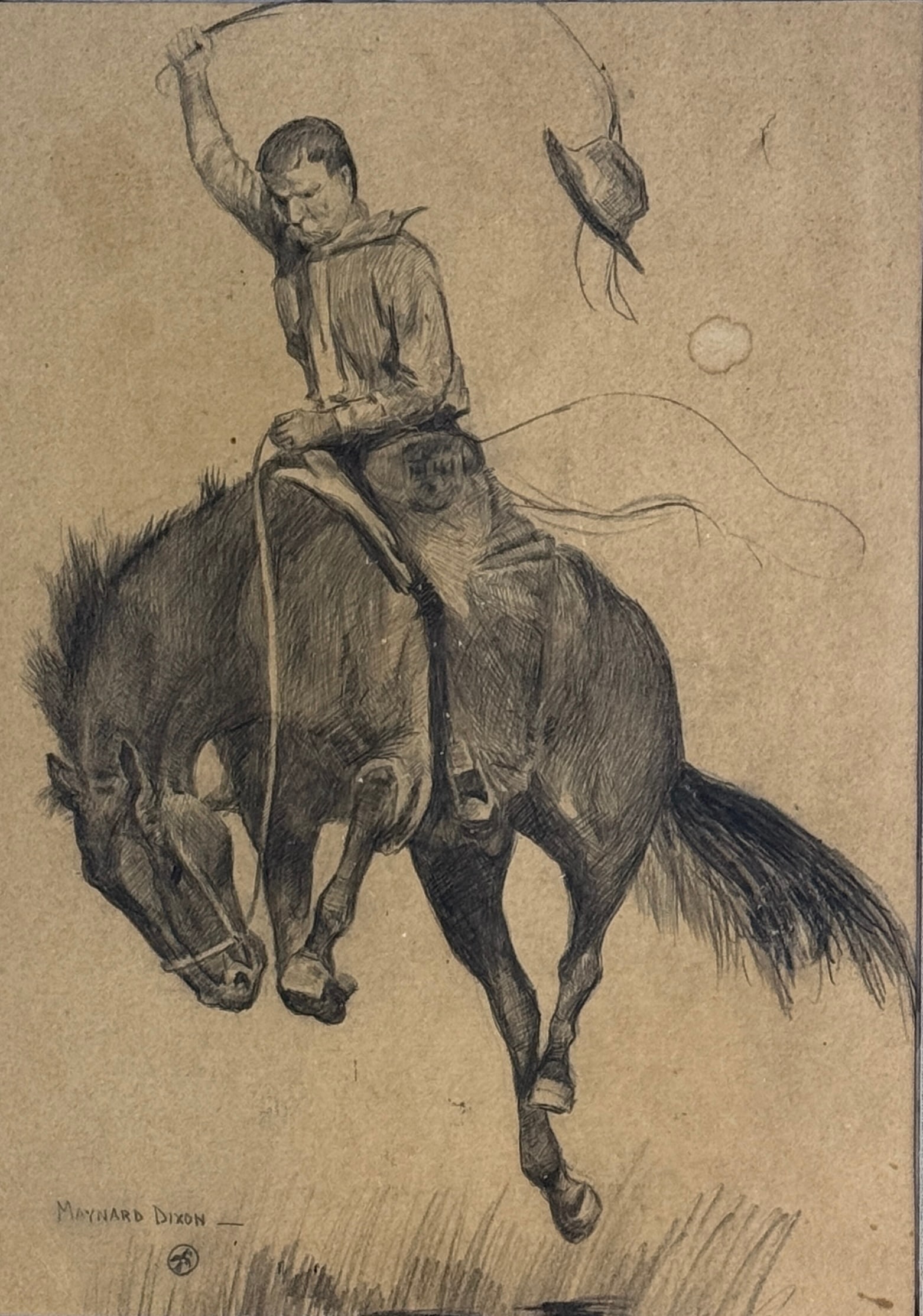 Maynard Dixon (1875 - 1946) American: Maynard Dixon (1875 - 1946) Graphite on paper, signed lower 15.5 x 11 and 29.5 x 26 inches w/frame. Born in Fresno, California, Maynard Dixon was largely self-taught as an artist. His first sketches w