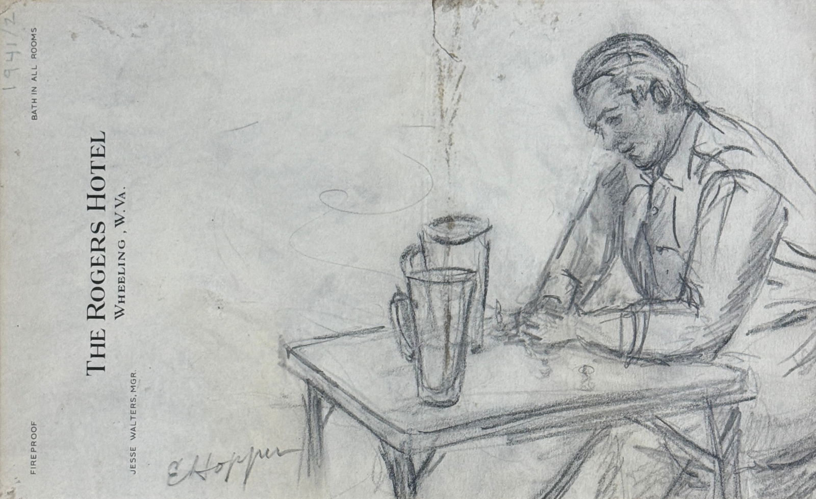 Edward Hopper (1882 - 1967) The Rogers Hotel Sketch (1 of 3)