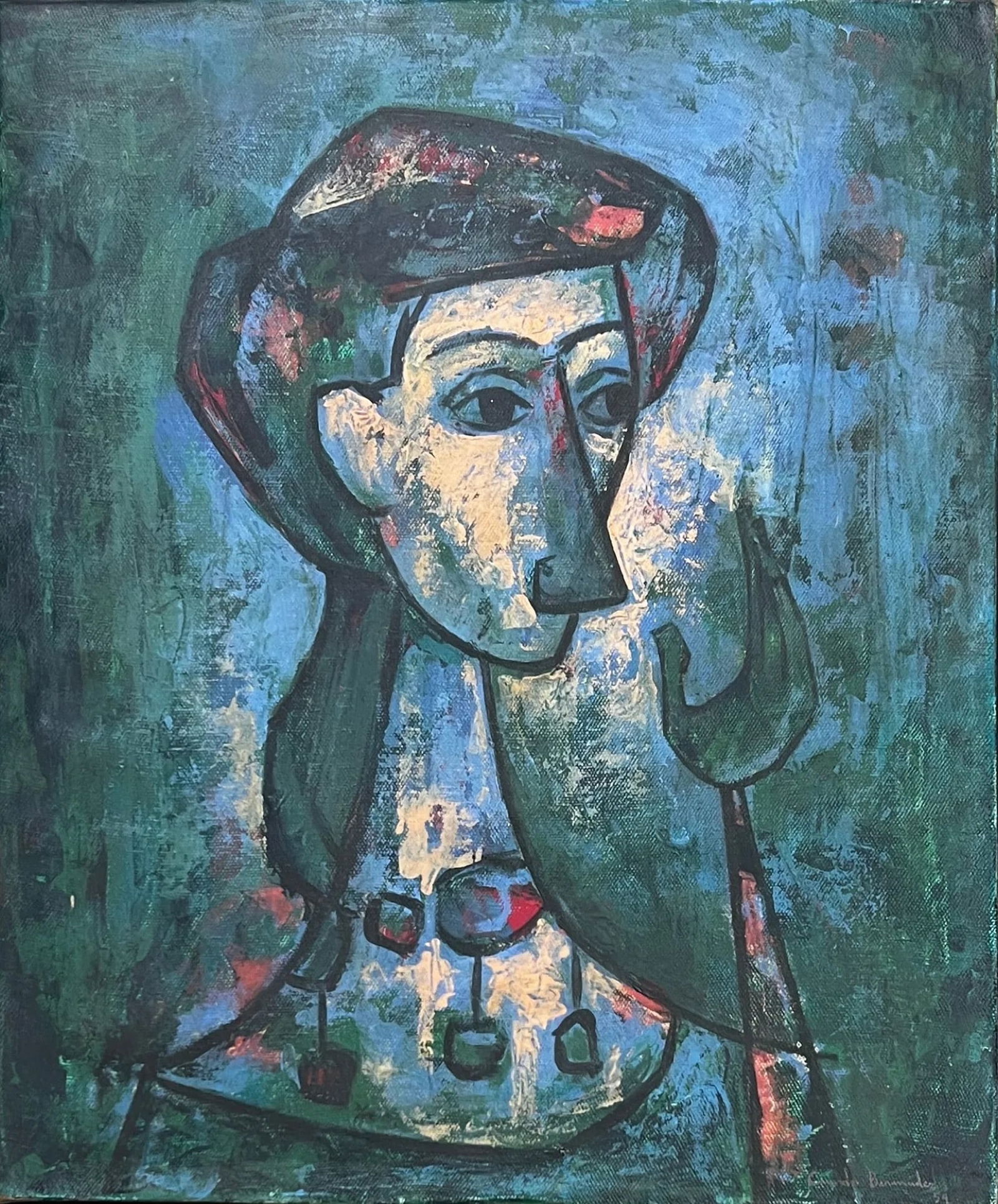 Cundo Bermudez (1914-2008) Latin American: Cundo Bermudez (1914-2008) Oil on canvas, signed lower right, measures 20.5 x 25 and 31 x 35 inches w/ frame. Piece is accompanied by certificate of authenticity. Cundo Bermúdez was born in La Habana