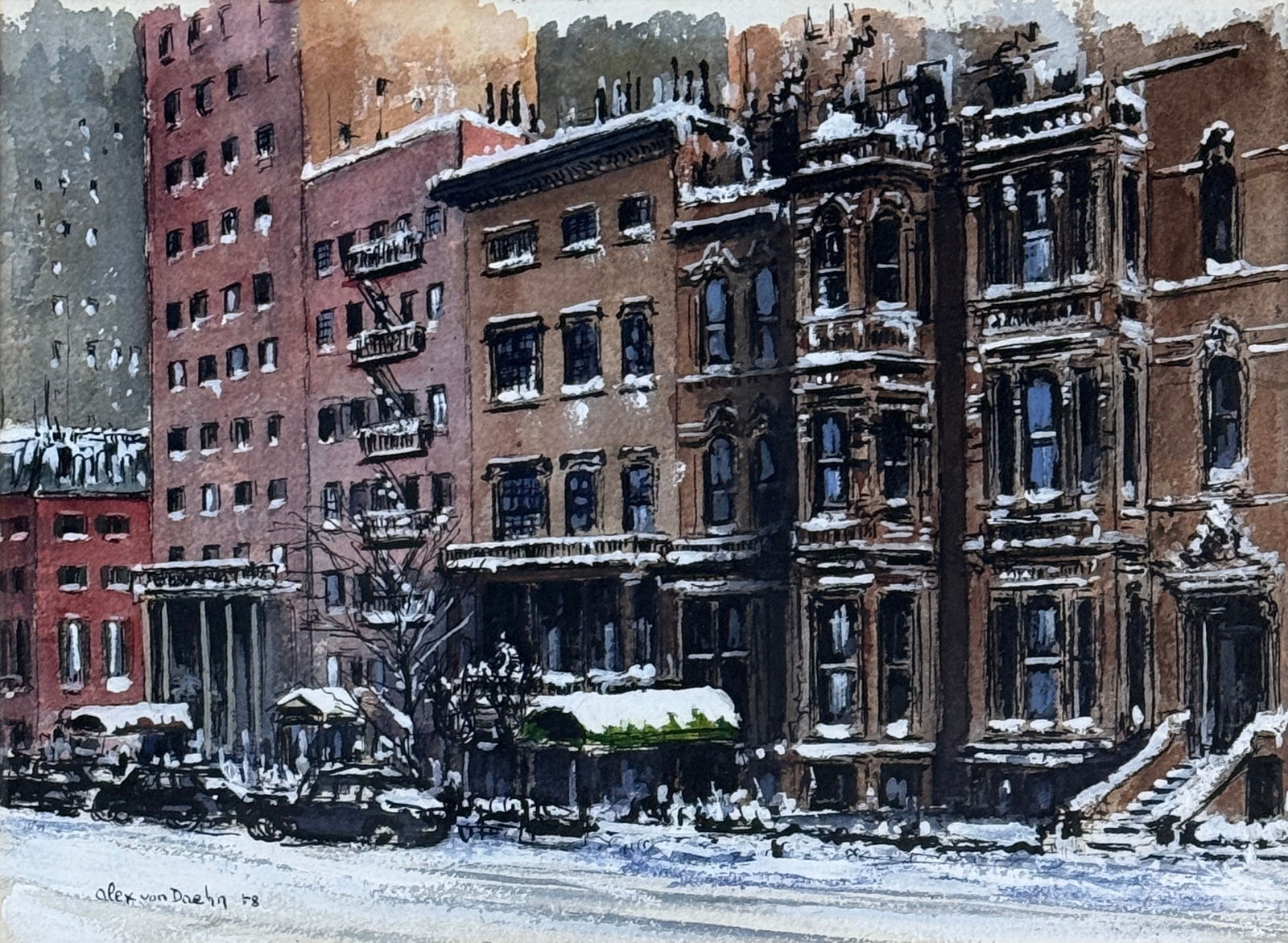 "GRAMERCY PARK SOUTH, NYC" Alex Von Daehn (20th Century) (1 of 3)