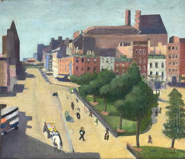 Samuel Halpert (1884 - 1930) American/France: Samuel Halpert (1884 - 1930) Oil on canvas depicting cityscape, signed lower right "S. Halpert", piece measures 20 x 24 and 26 x 29 inches w/frame. Private collection, Massachusetts. Samuel Halpert wa