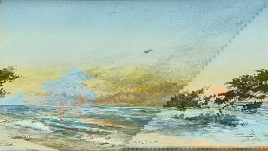William Lamb Picknell (1853 - 1897) American/France: William Lamb Picknell (1853 - 1897) Watercolor & gouache on paper, signed lower left, measures 6.5 x 11.5 and 14 x 20 inches w/frame. William Lamb Picknell was born in Hinesburg, Vermont in 1853. Orph