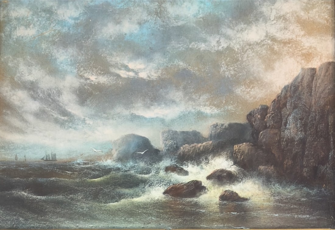 Paul Weber (1823-1916) German: Paul Weber (1823-1916) Pastel on paper, signed lower right, piece measures. Paul Weber was born in 1823 in Darmstadt, Germany. He studied art in Frankfurt, Germany before coming to the United States a