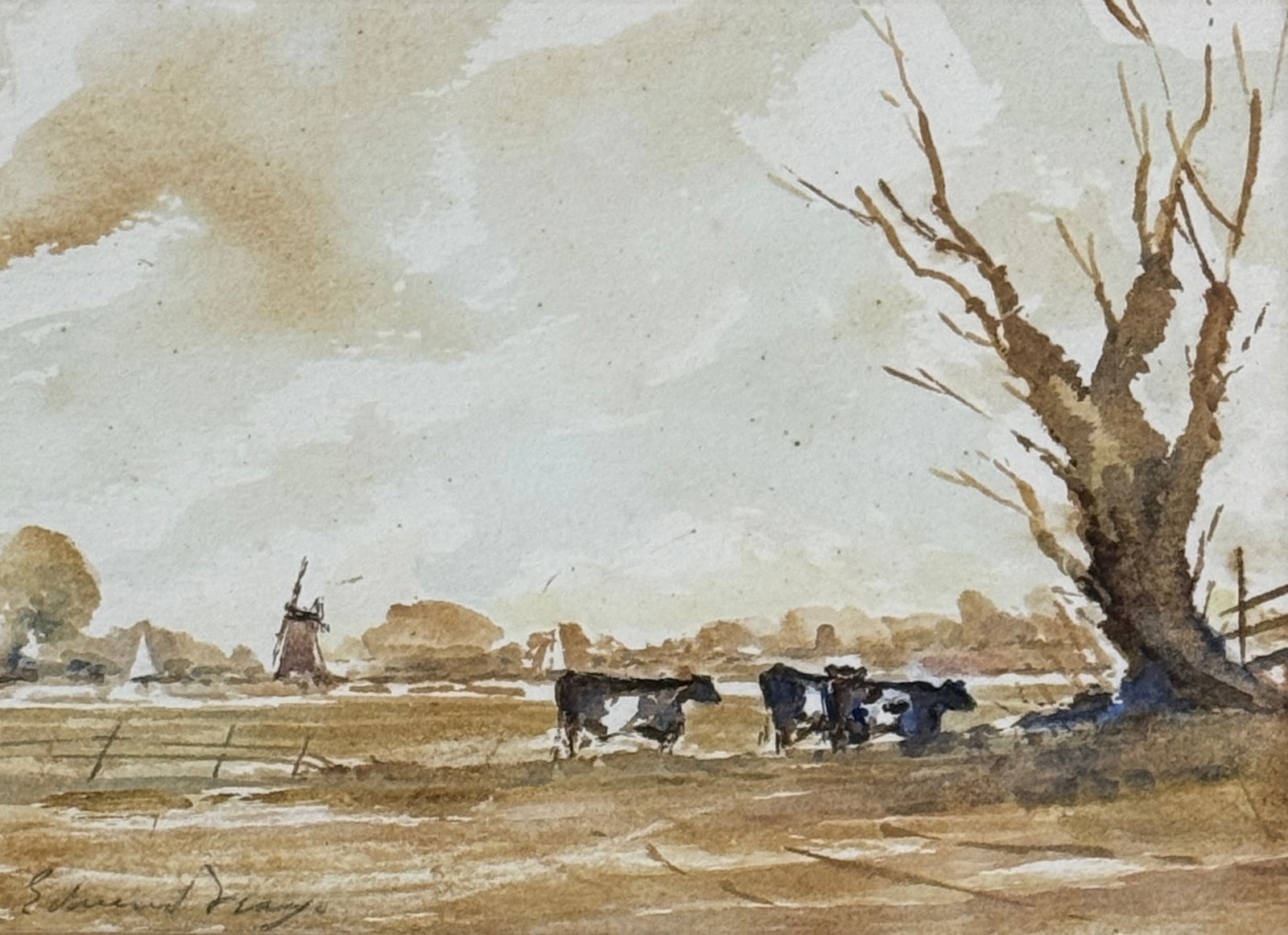 Edward Brian Seago (1910 - 1974) Norfolk Windmill Landscape (1 of 3)