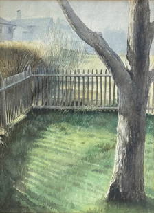 Eric Sloane (1905/10 - 1985) American: Eric Sloane (1905/10 - 1985) Watercolor on paper, signed lower left "Eric Sloane", piece measures 18 x 13.5 and 29.5 x 23.5 inches w/frame. Boston Collection.Eric Sloane was born, Everard Jean Hinrich