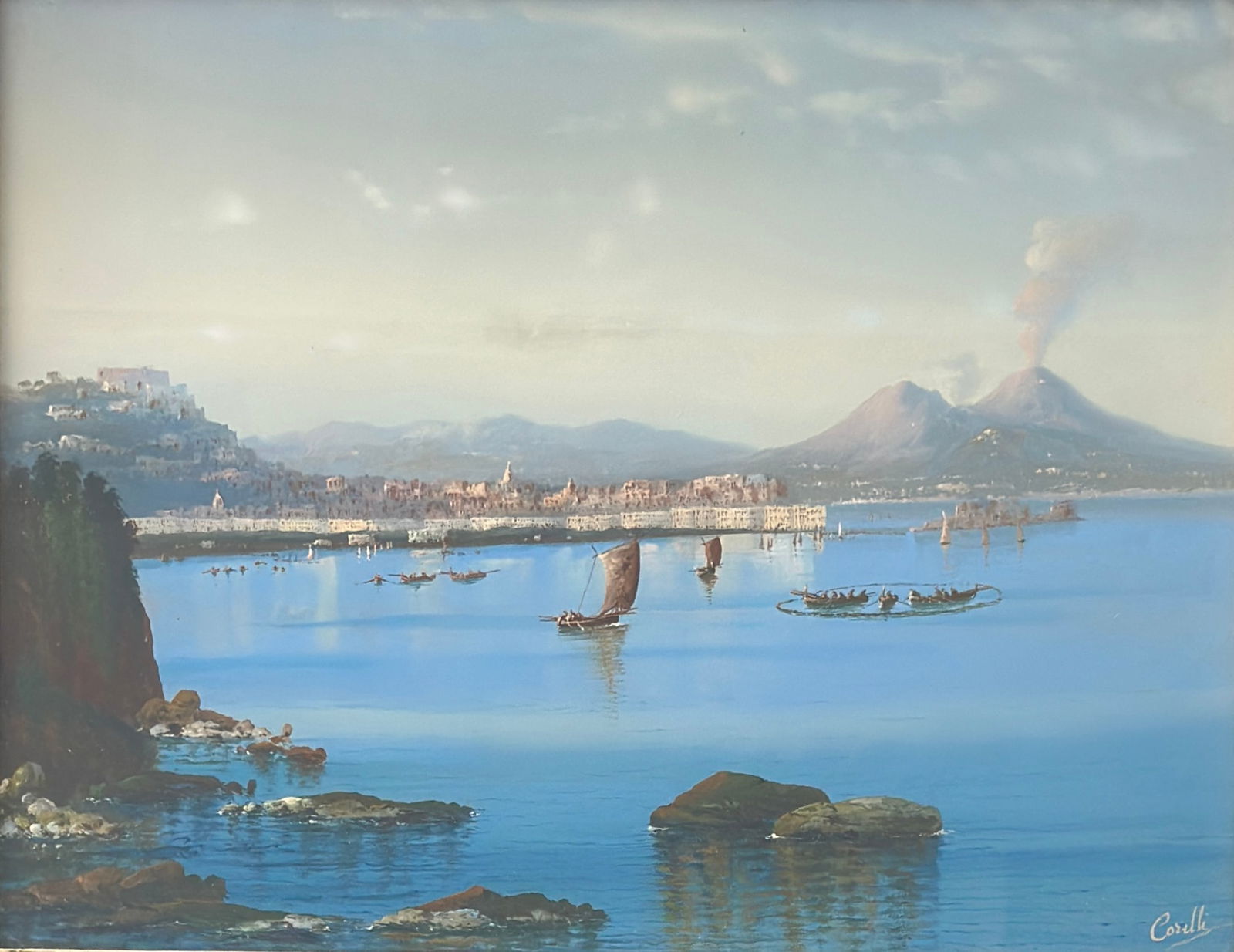Augusto Corelli (1853 - 1910) View of Mount Vesuvius (1 of 3)