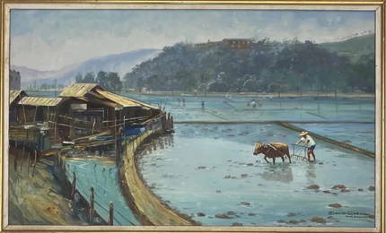 David Cheng (20th Century) "Ploughing"