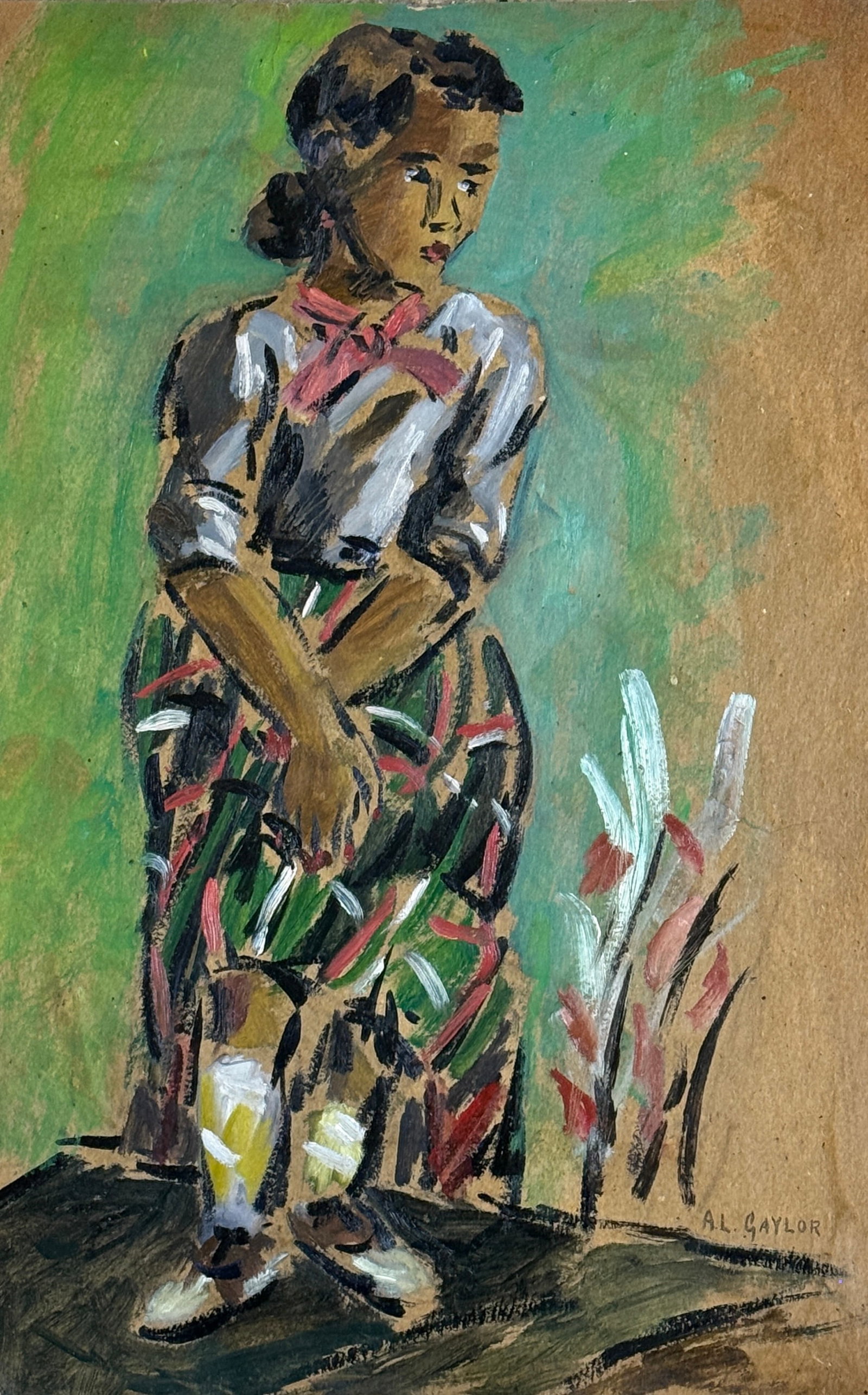 Adelaide Lawson Gaylor (1889 - 1986) American: Adelaide Lawson Gaylor (1889 - 1986) Oil on board, signed lower right, piece measures 22 x 18 inches unframed. Adelaide Lawson Gaylor was active as an artist in New York during the Harlem Renaissance 