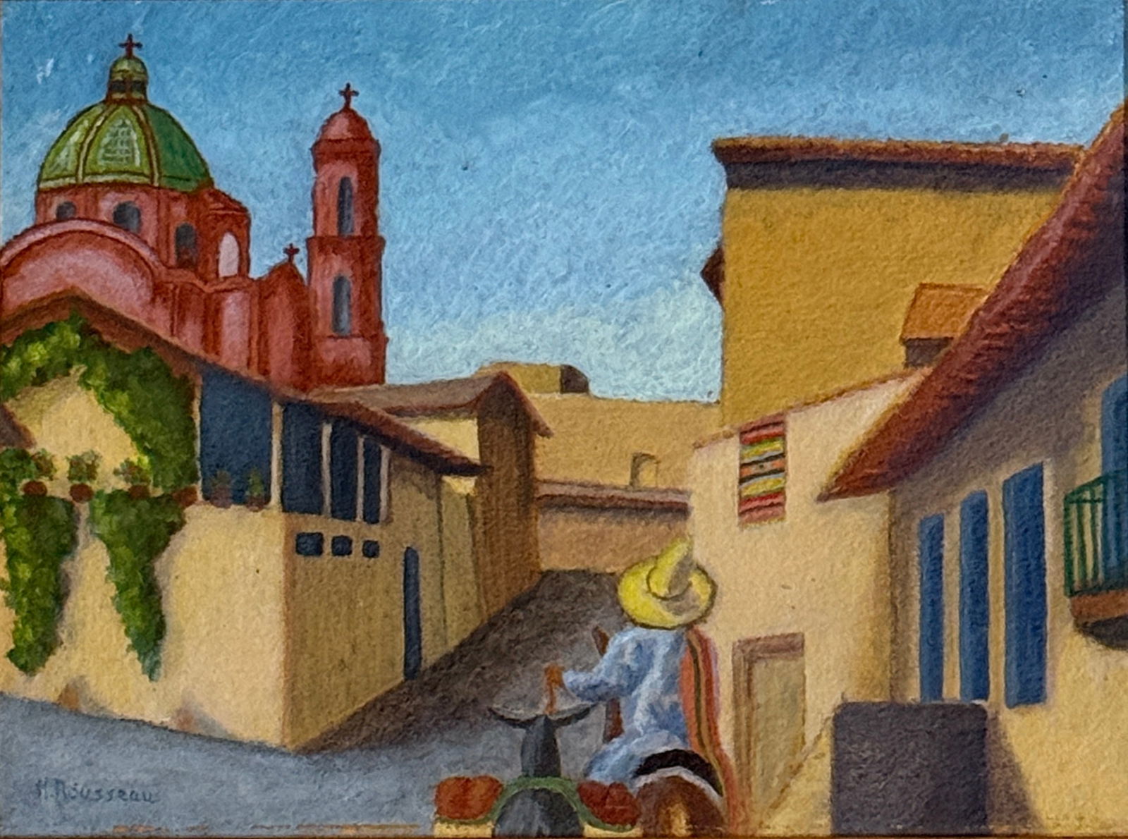 Helen Hoffman Rousseau (1895 - 1992): Helen Hoffman Rousseau (1895 - 1992) Oil on board, signed lower right, piece measures 9 x 12 and 10 x 13 inches w/ frame. Born in Rochester, Indiana on July 2,1895, Helen Rousseau could have hardly im