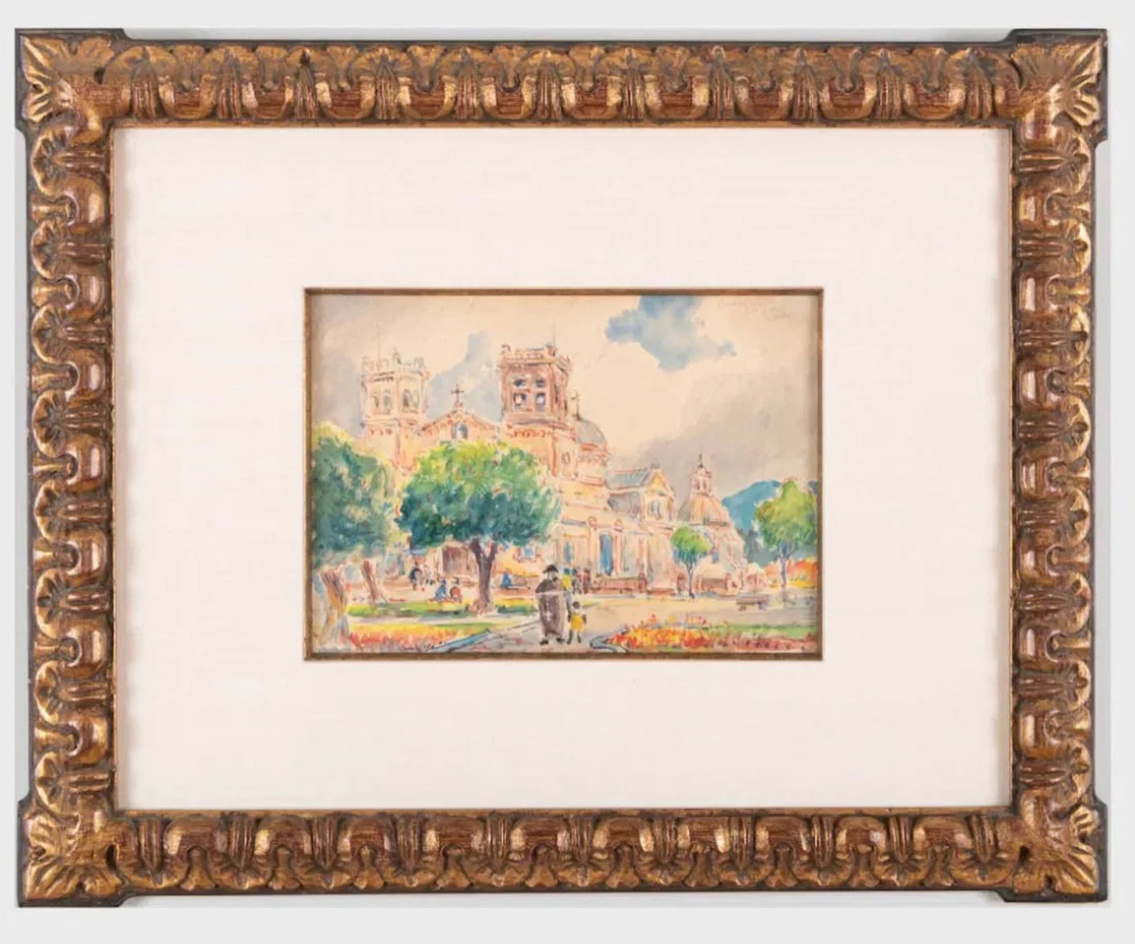 Reynolds Beal (1867-1952) "Guyama, Puerto Rico 1921": Reynolds Beal (1867-1952) Watercolor on paper depicting "Guyama, Puerto Rico" and dated 1921, piece measures 6 3/4 x 9 1/2 and 16 1/2 x 20 1/2 inches w/frame. Provenance: Guyama: Estate of the artist;