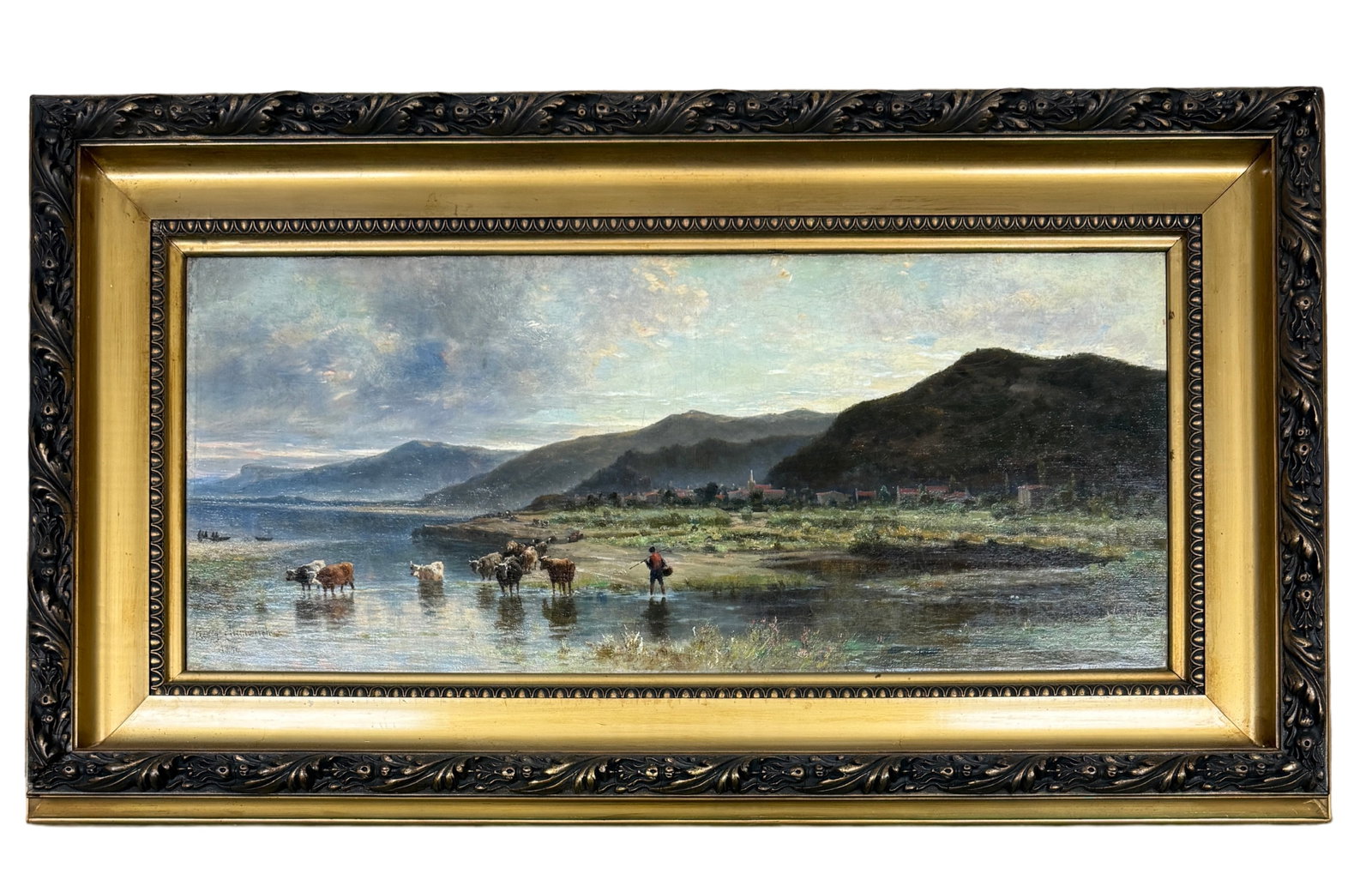Henry Cleenewerck (Belgian/American, 1818-1901): † Henry Cleenewerck(Belgian/American, 1818-1901)"View of Cuba", 1876oil on canvassigned and dated lower left.In a period frame.15-1/2" x 35-3/4", framed 30-1/2" x 50" Notes: The Belgian landscape pa