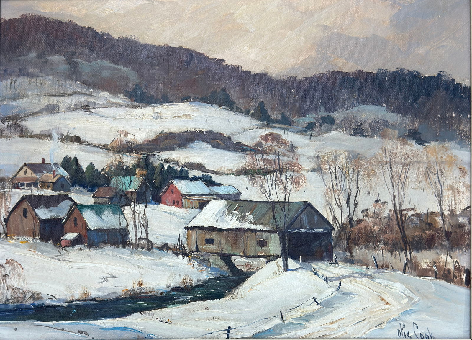 Otis Pierce Cook (1900-1980) Quiet Winter Day in New England (1 of 3)
