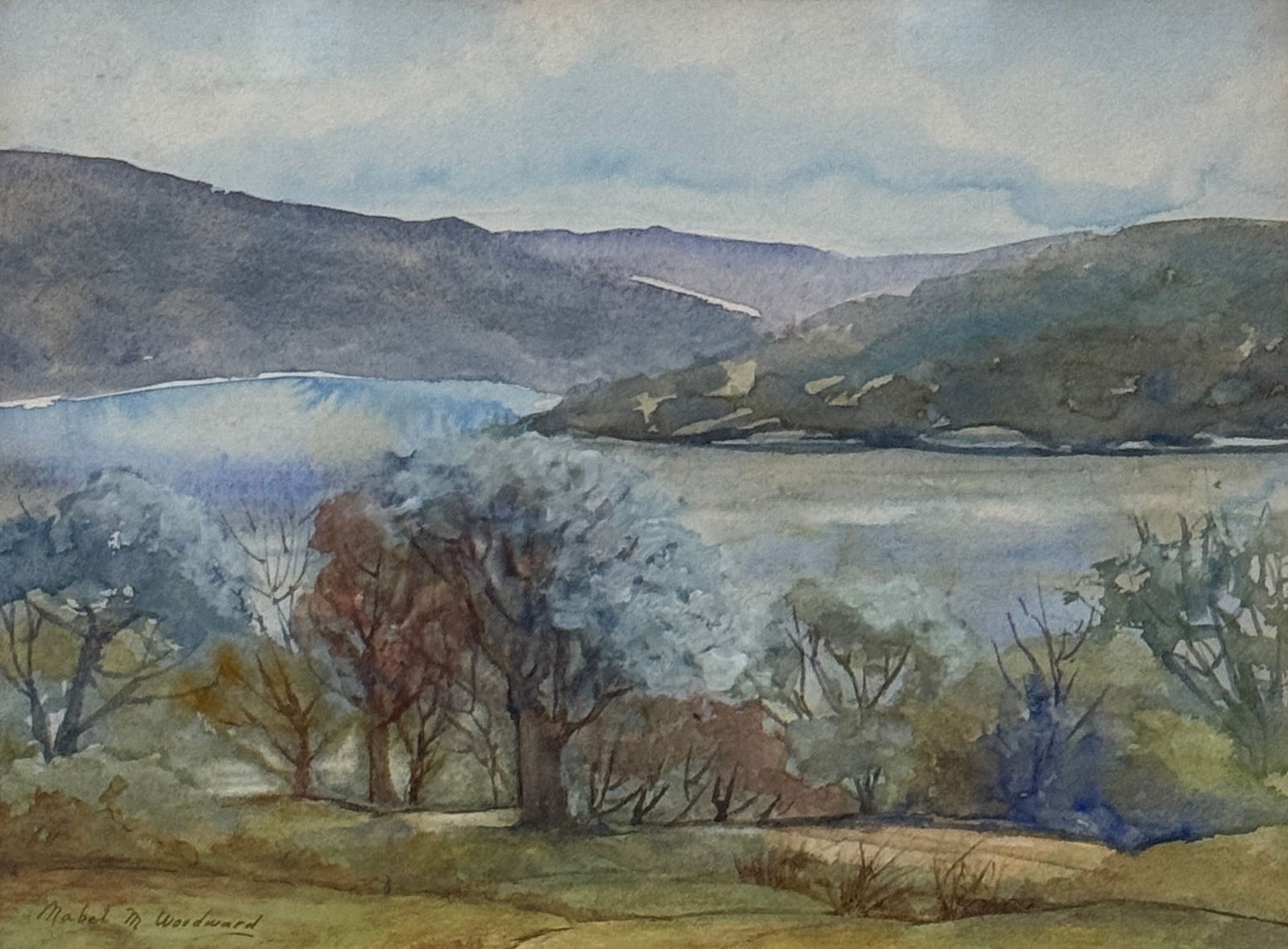 Mabel May Woodward (1877 - 1945) American: Mabel May Woodward (1877 - 1945) Watercolor on paper, signed lower left, measures 10.5 x 14 and 16 x 19 inches w/frame. Mabel May Woodward, painter, craftswoman, impressionist, was born in Providence,