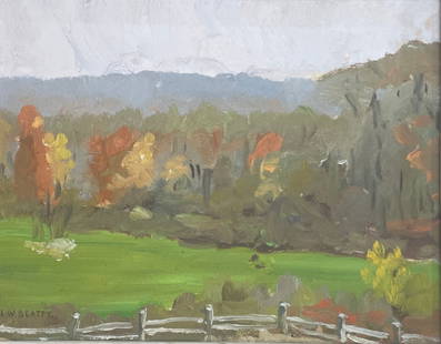 J. W. Beatty (1869 - 1941) American: John William Beatty (1869 - 1941) Oil on panel, signed lower left, pice measures 8 x 10 and 11 x 13 inches w/frame. Painting in Northern Ontario from 1909 and recognized for his landscapes, J. W. Beat