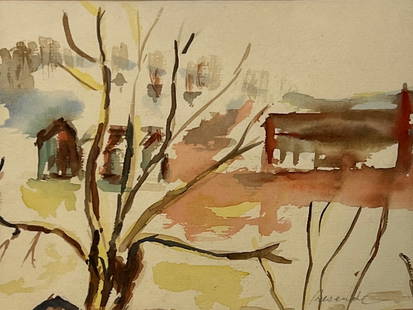 Julio Resende (1917 - 2011) Portuguese: Julio Resende (1917 - 2011) Watercolor on paper, signed lower right, piece measures 6 x 8 and 10 x 13 inches w/frame. Julio Resende attended the School of Fine Arts of Porto, Portugal,subsequently obt