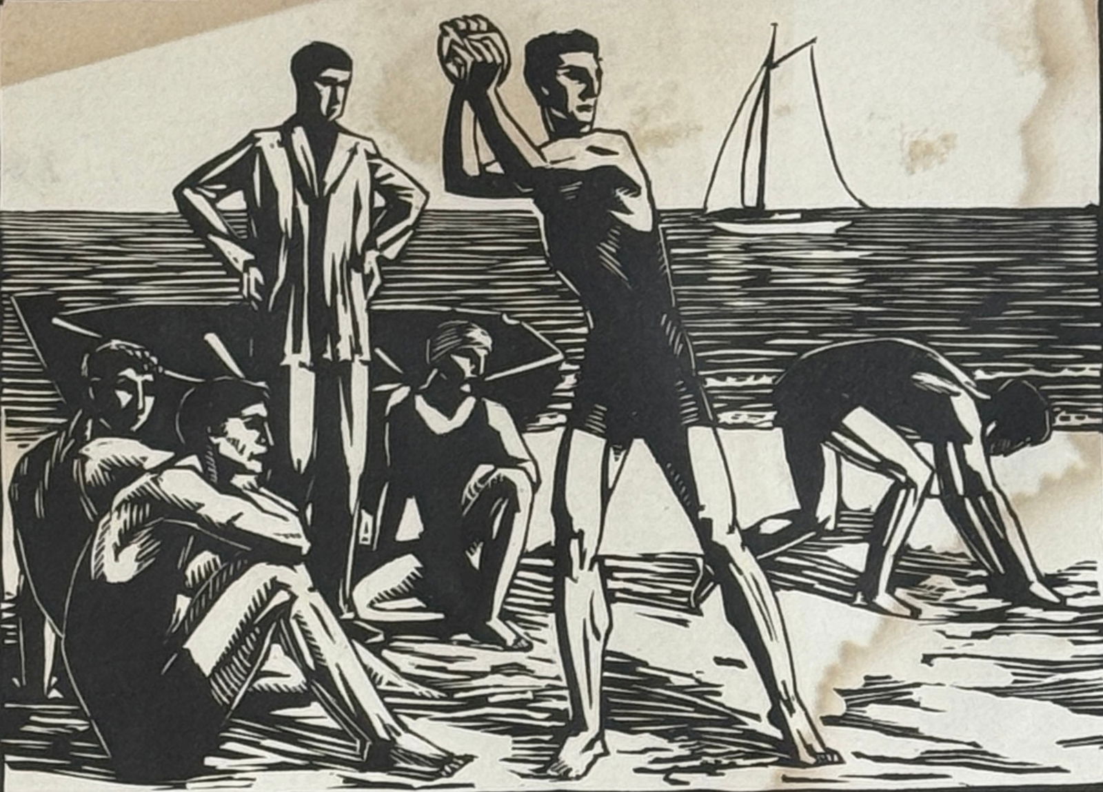 Raphael Drouart (1884 - 1972) Basque Country: Games on the beach (1 of 4)